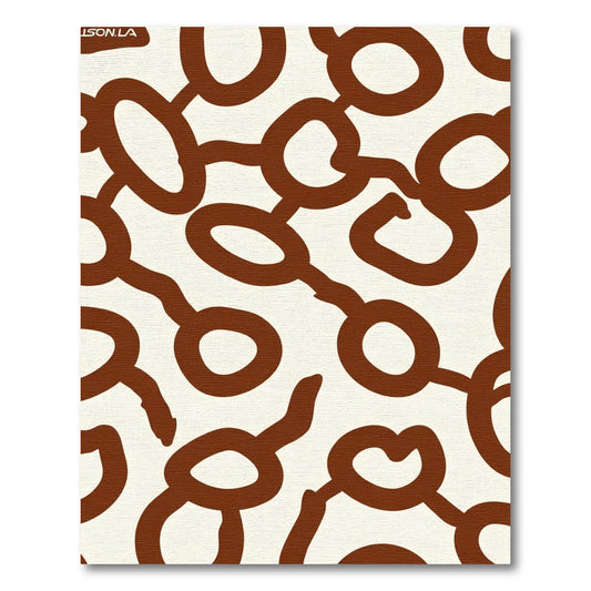 Cream Brown Chain Link Throw Rug