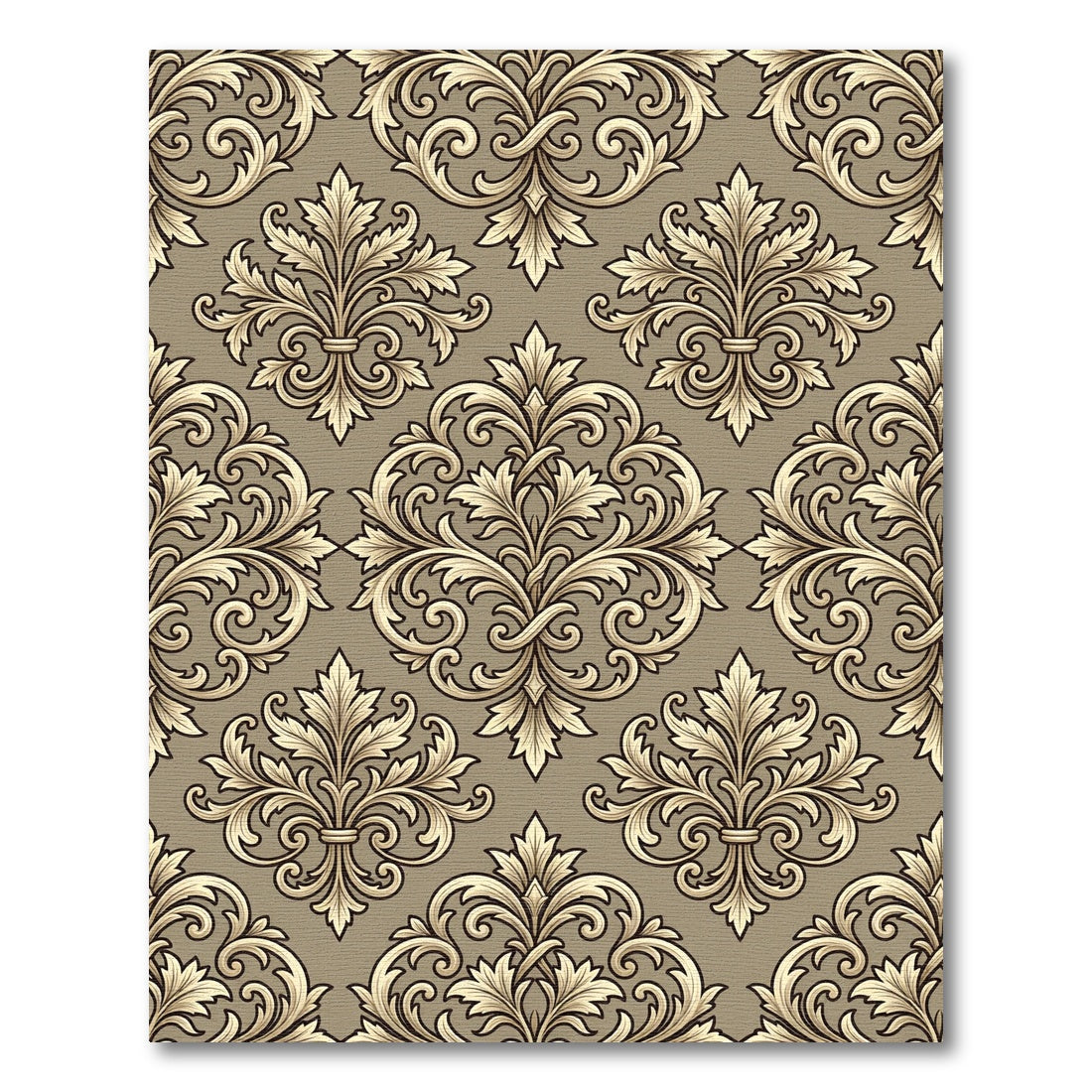 Ornate Gold Leaf Damask Rug