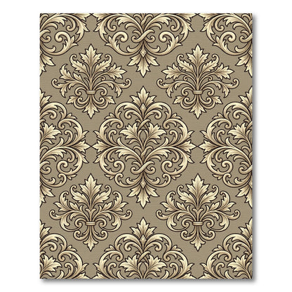 Ornate Gold Leaf Damask Rug