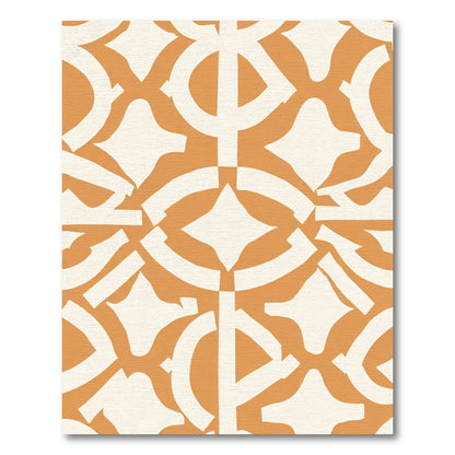 Orange Cream Abstract Geometric Shape Rug