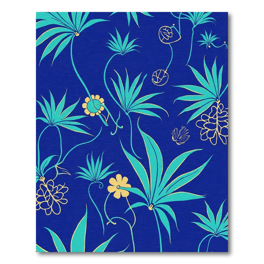 Teal Flower Vine Indigo Rug
