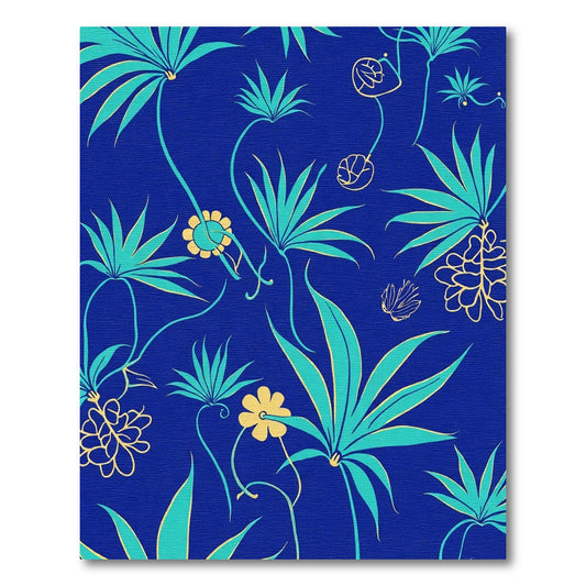 Teal Flower Vine Indigo Rug