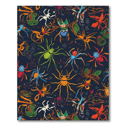 Vibrant Orange Spider Web Collage Rug