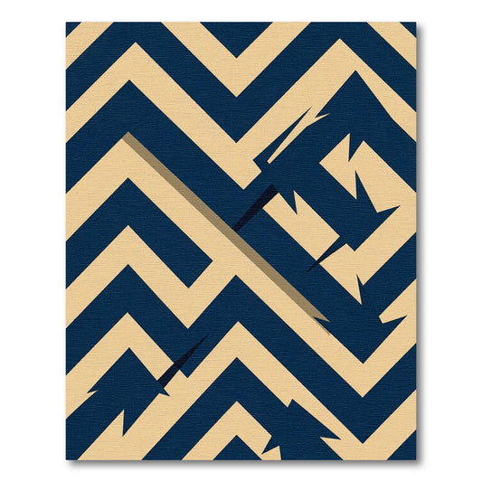 Navy and Cream Geometric Zigzag Rug