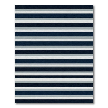 Modern Navy Silver Striped Area Rug
