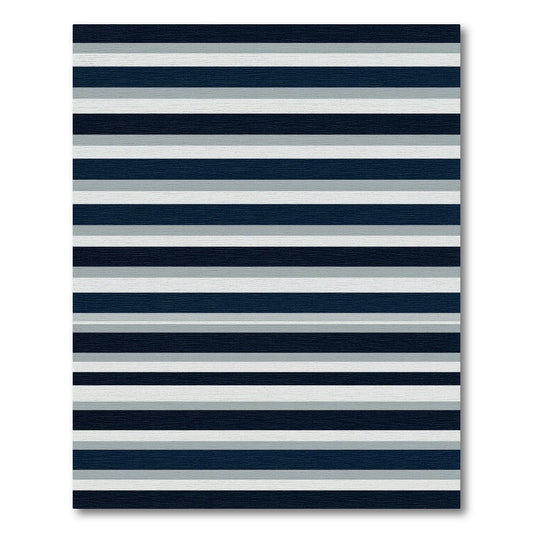 Modern Navy Silver Striped Area Rug