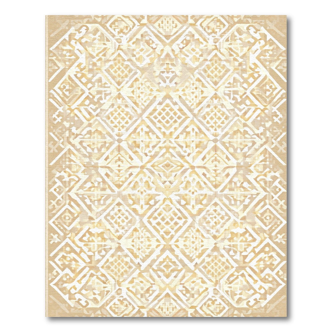 Cream Geometric Diamond Overlay Rug