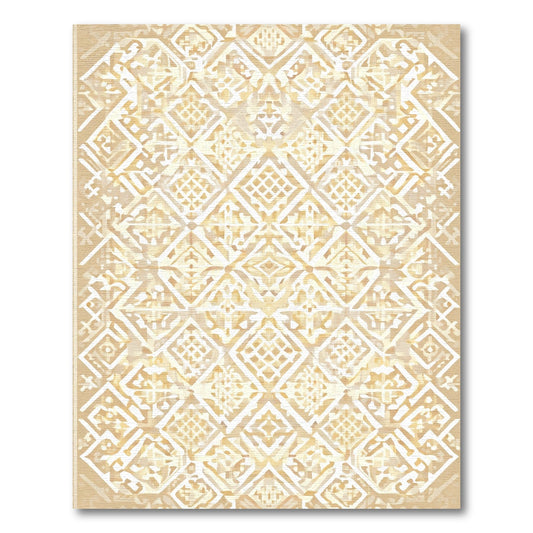 Cream Geometric Diamond Overlay Rug
