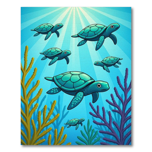 Ocean Blue Sea Turtles Under Sunbeams Rug