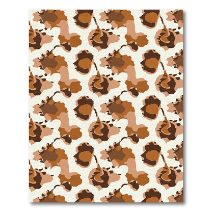 Earthy Camouflage Abstract Shapes Rug