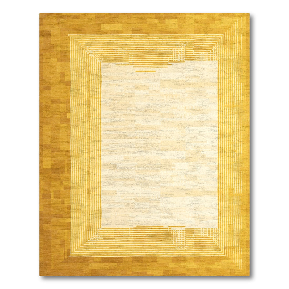 Golden Square Geometric Lined Rug