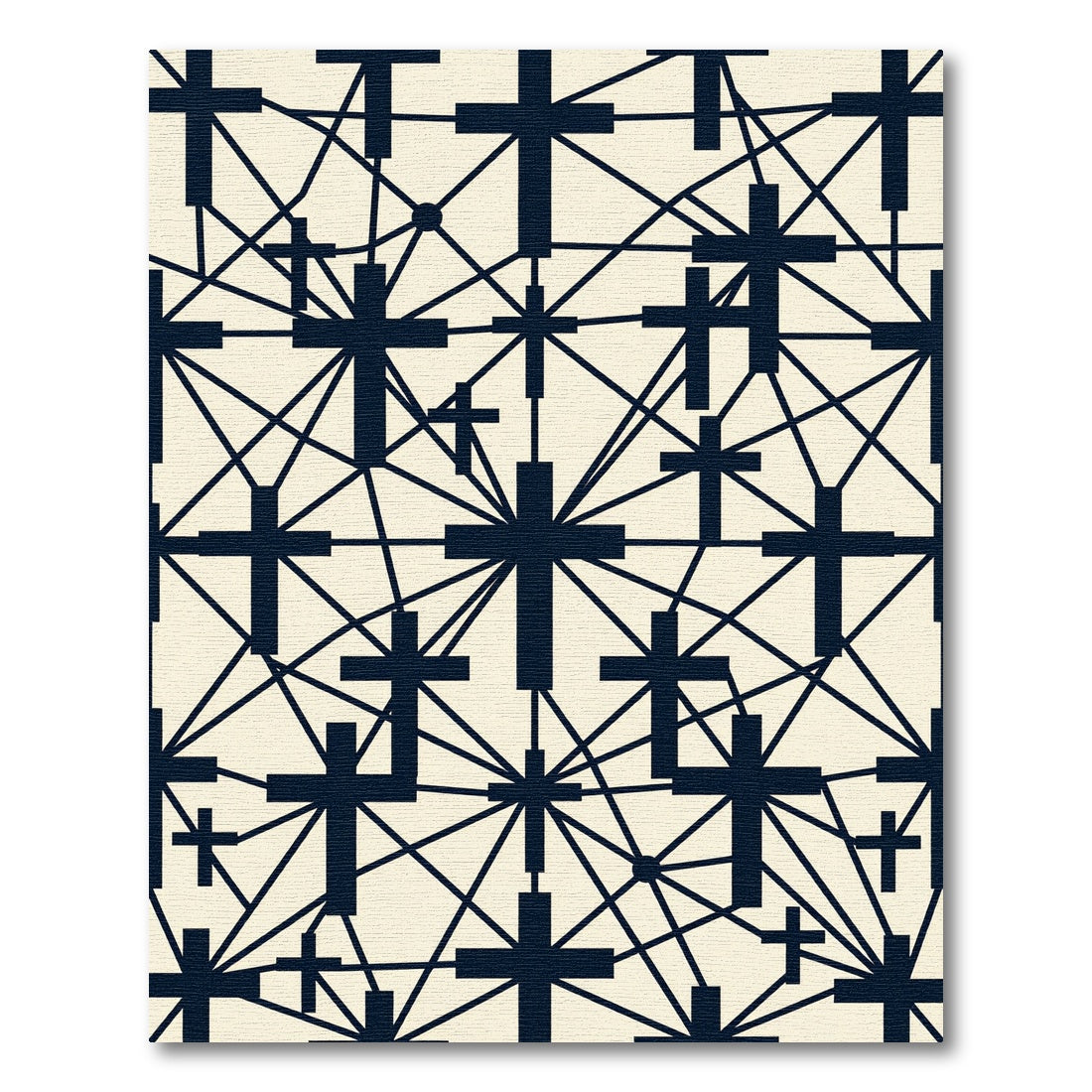 Minimalist Navy Linked Cross Geometry Rug