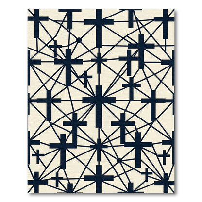 Minimalist Navy Linked Cross Geometry Rug