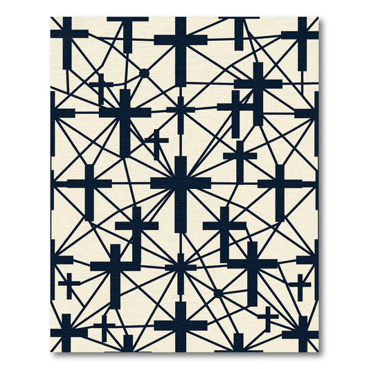 Minimalist Navy Linked Cross Geometry Rug