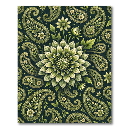 Elegant Sage Green Floral Paisley Meadow Rug