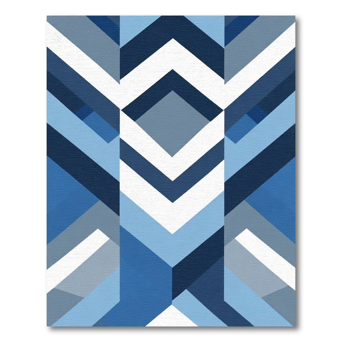 Gradient Blue Geometric Chevron Rug