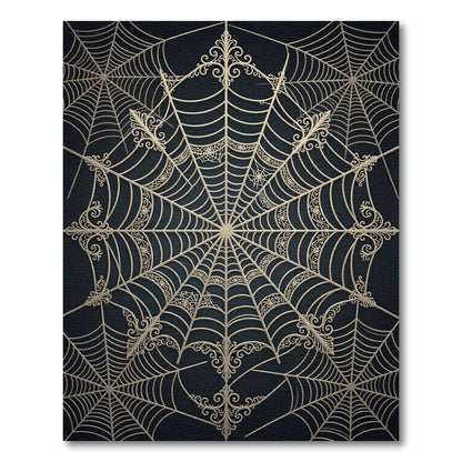 Golden Filigree Spiderweb Art Rug