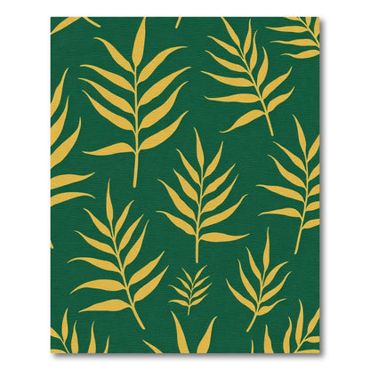 Emerald Green Ochre Leafy Branches Rug