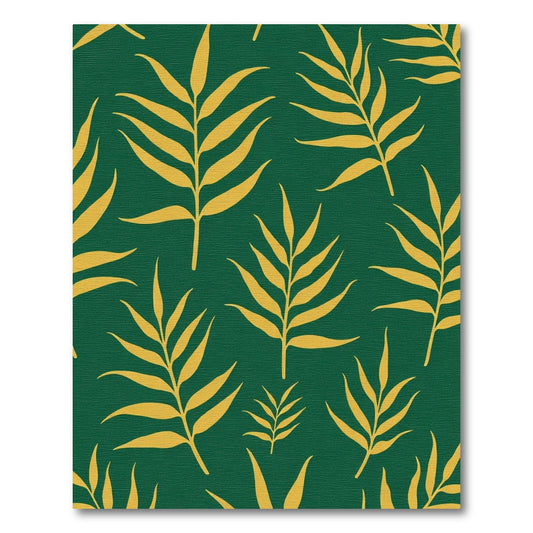 Emerald Green Ochre Leafy Branches Rug