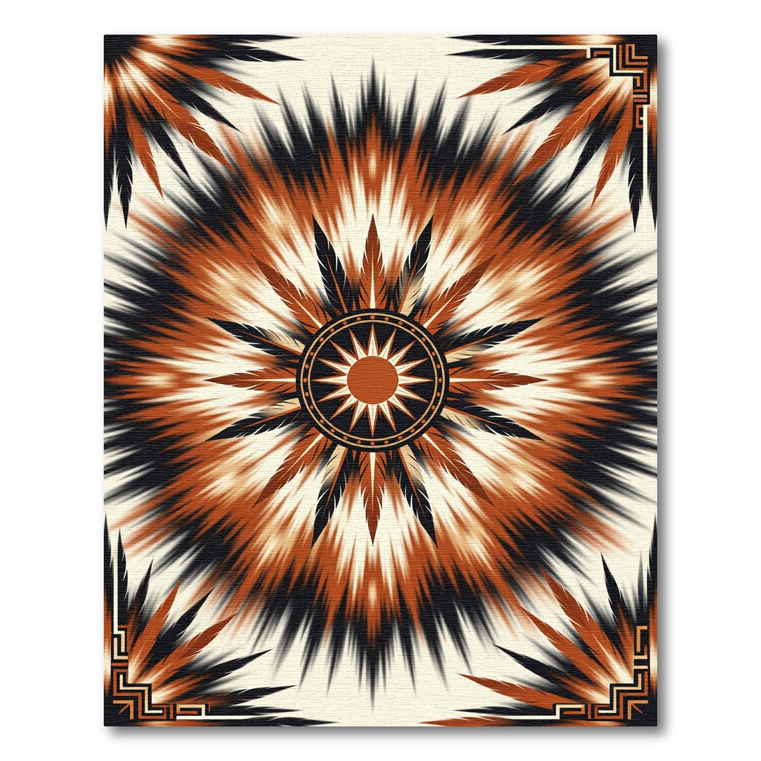 Radiant Terra Cotta Feather Starburst Rug