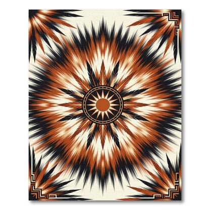 Radiant Terra Cotta Feather Starburst Rug