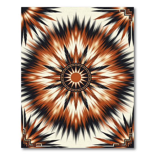 Radiant Terra Cotta Feather Starburst Rug