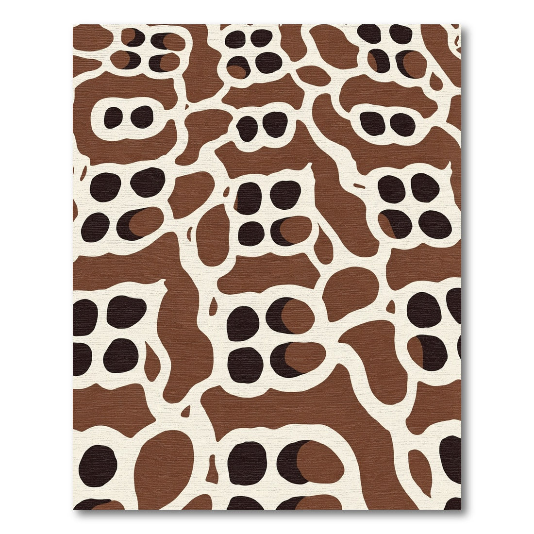 Brown Ivory Abstract Organic Shapes Rug