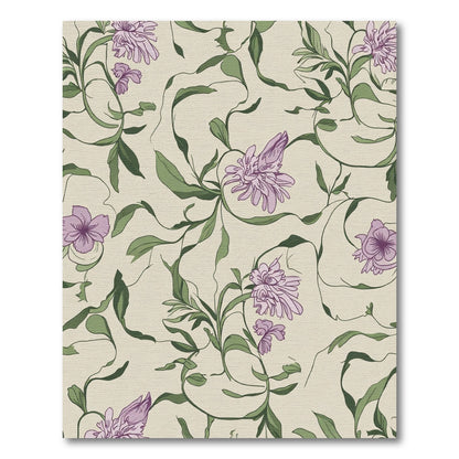 Light Purple Floral Vine Swirl Rug