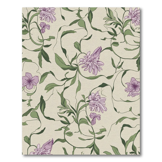 Light Purple Floral Vine Swirl Rug