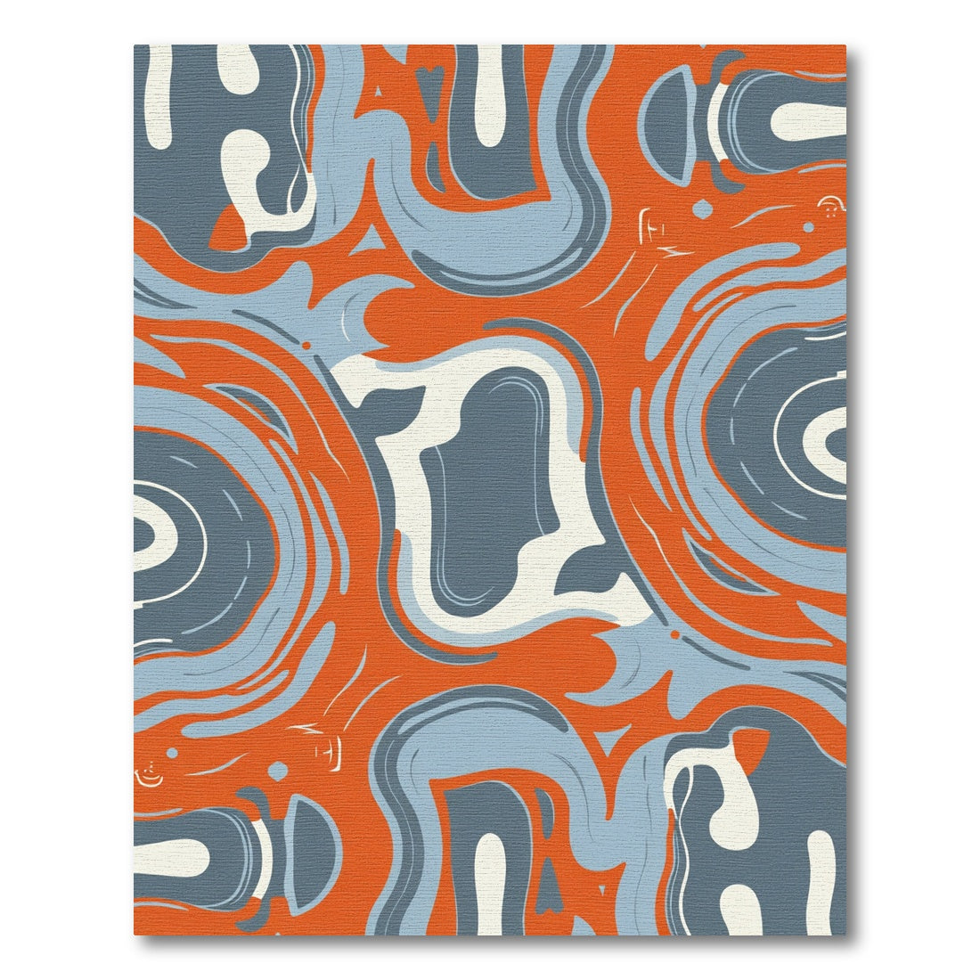 Retro Orange Blue Swirl Abstract Rug