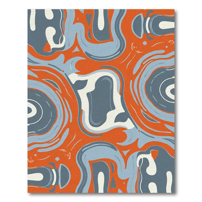Retro Orange Blue Swirl Abstract Rug