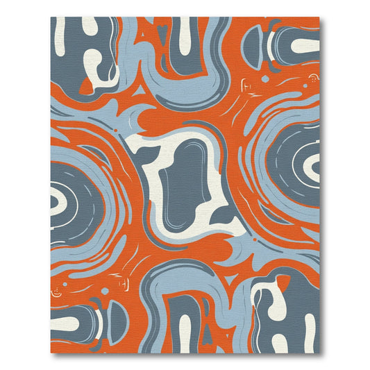 Retro Orange Blue Swirl Abstract Rug
