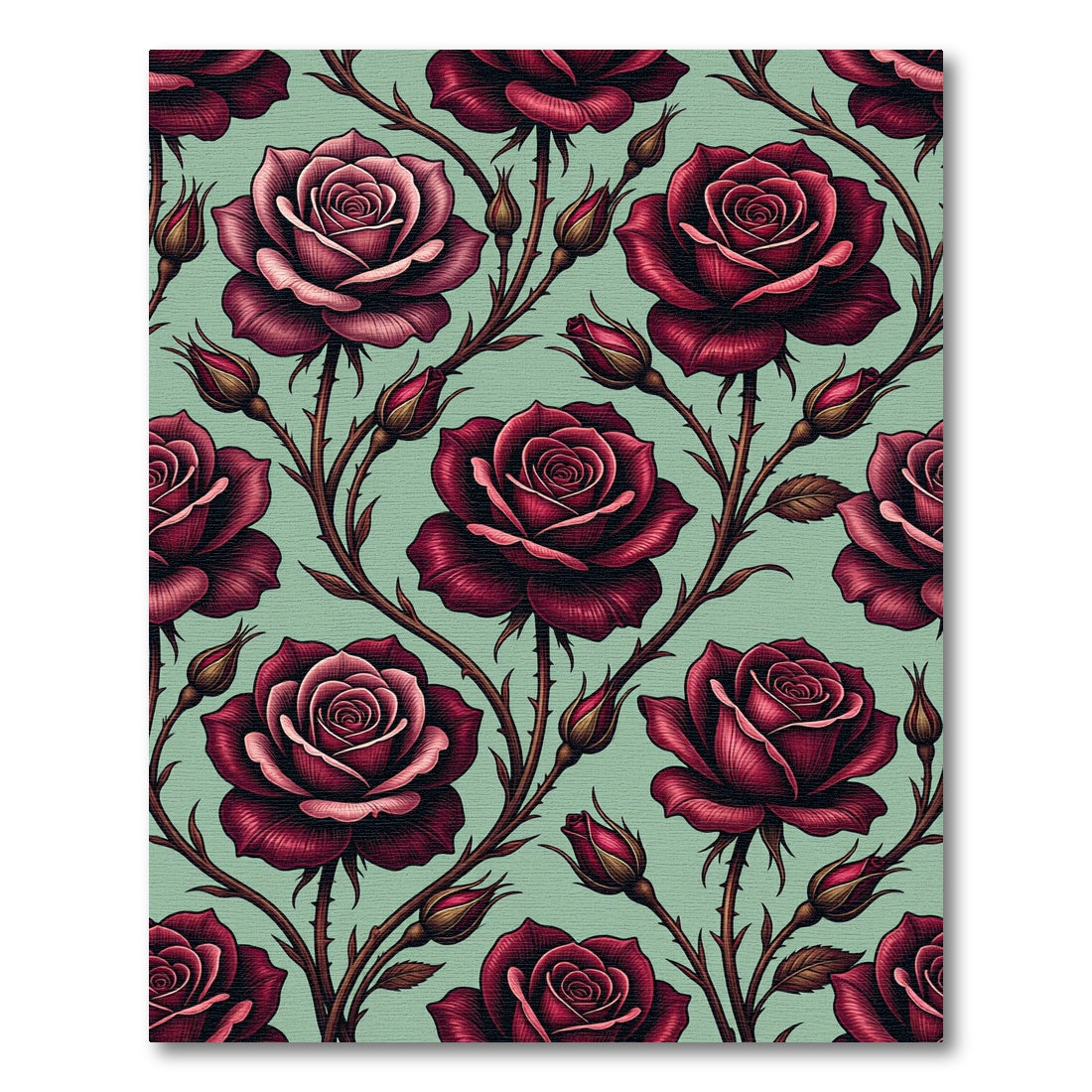 Elegant Crimson Rose Velvet Floral Rug