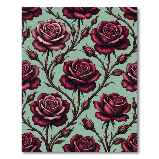 Elegant Crimson Rose Velvet Floral Rug