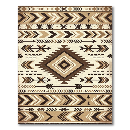 Earthy Earth Tones Geometric Chevron Rug