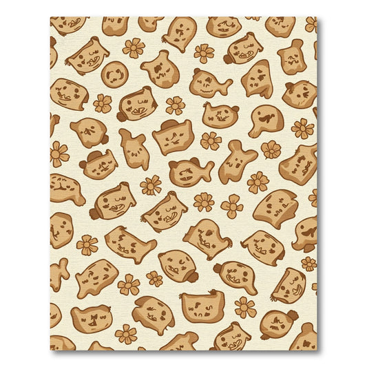 Brown Whimsical Cartoon Animal Cookies Rug