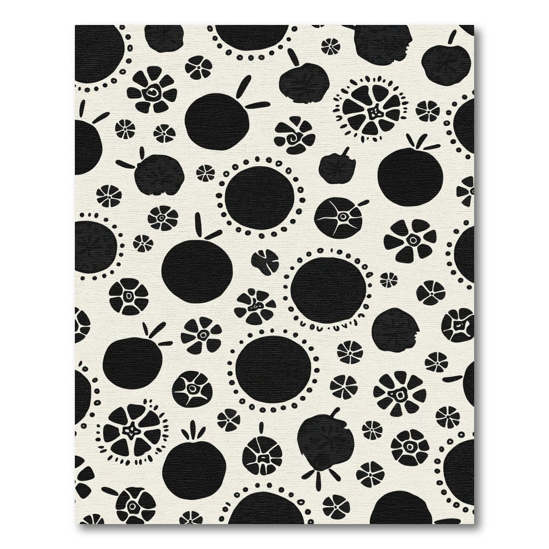 Bold Black Abstract Floral Circles Rug