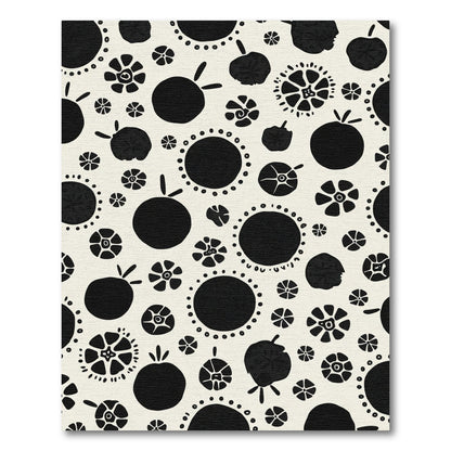 Bold Black Abstract Floral Circles Rug