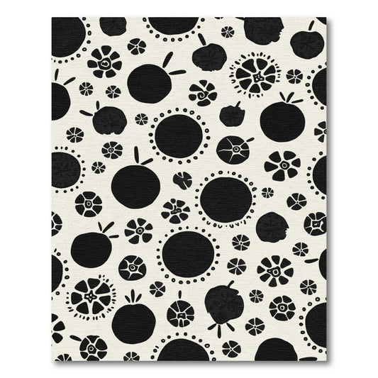 Bold Black Abstract Floral Circles Rug
