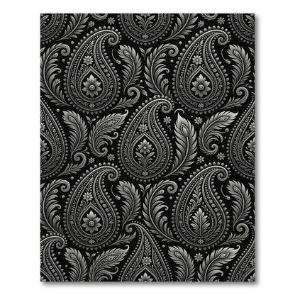 Ornate Gray Paisley Floral Scroll Rug