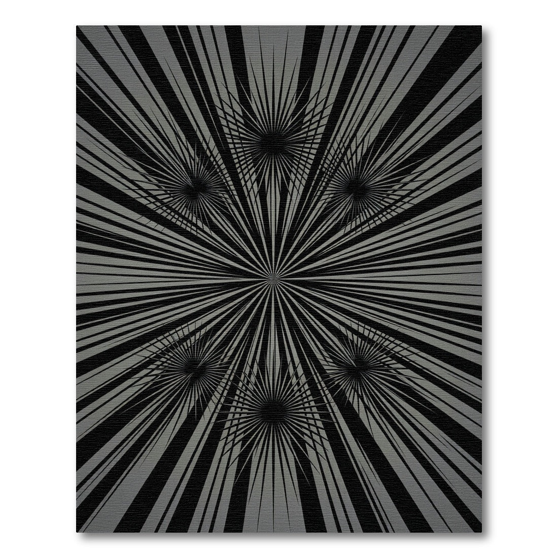 Monochromatic Starburst Radial Geometric Gray Rug