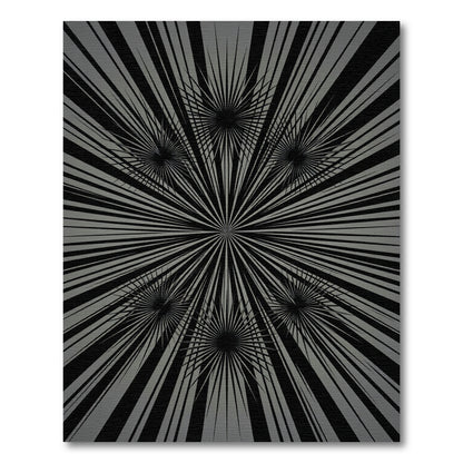 Monochromatic Starburst Radial Geometric Gray Rug