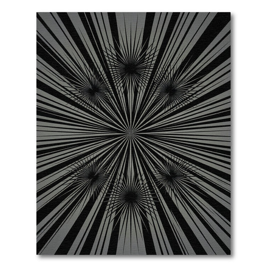 Monochromatic Starburst Radial Geometric Gray Rug