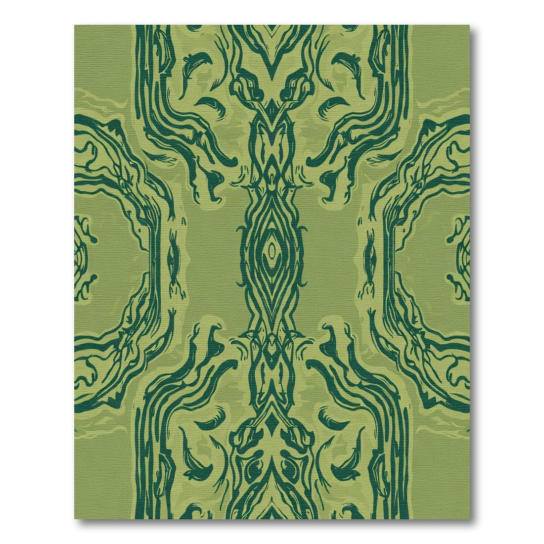 Green Abstract Organic Swirl Rug