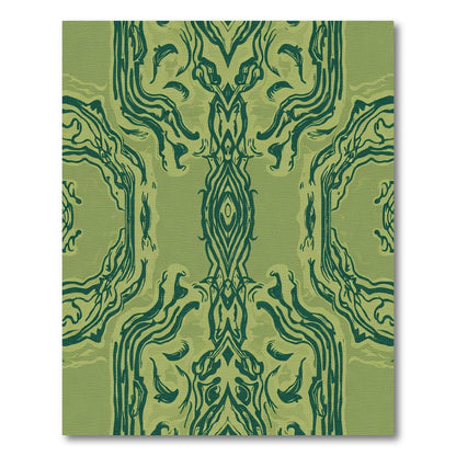Green Abstract Organic Swirl Rug
