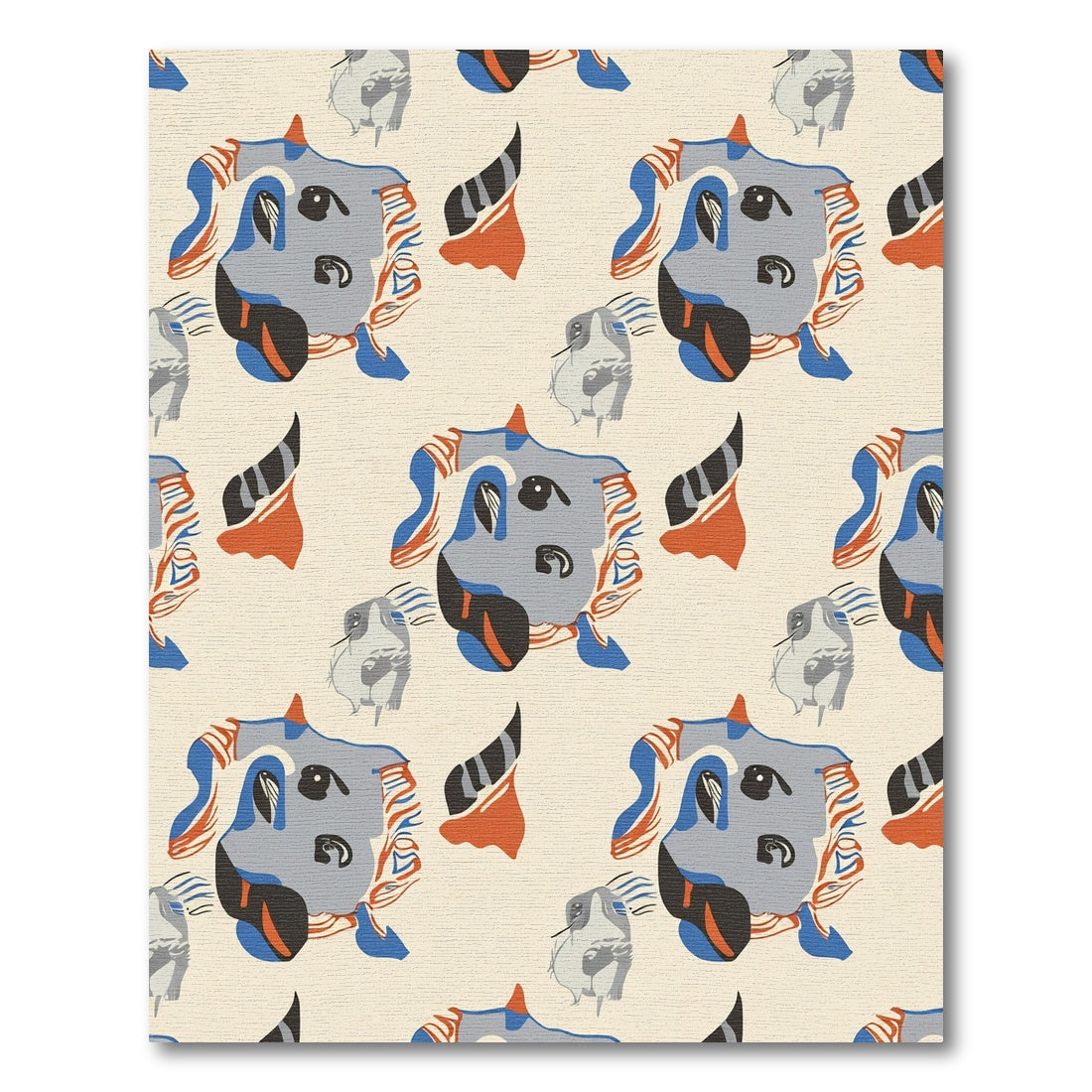 Abstract Gray Blue Orange Faces Rug
