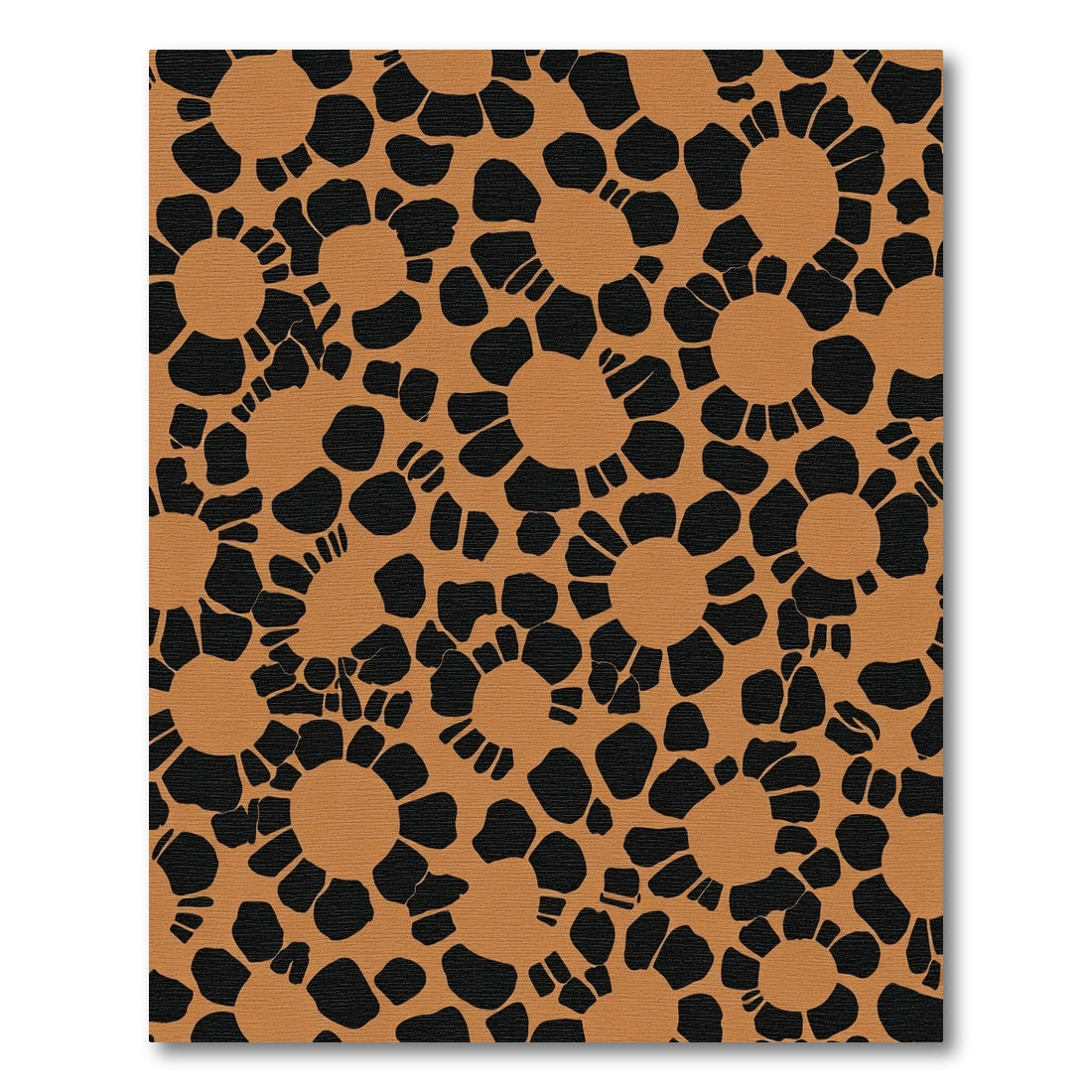 Orange Black Sunburst Bloom Rug