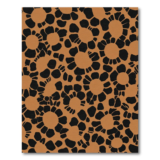 Orange Black Sunburst Bloom Rug