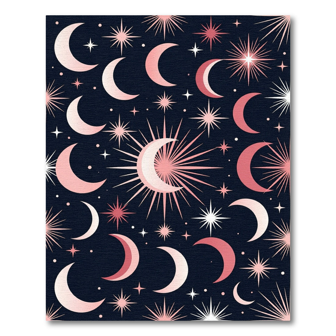 Celestial Rose Gold Moon Stars Rug