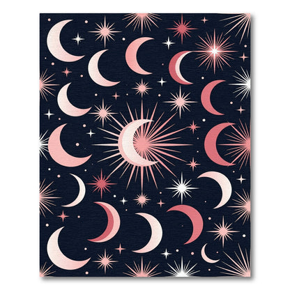 Celestial Rose Gold Moon Stars Rug